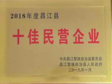 2018年度昌江县十佳民营企业